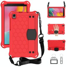 Per Samsung Galaxy Tab A 8.0 & S Pen (2019) P200 / P205 DESIGN DESIGN EVA + PC Cassa protettiva antiurto a quattro angoli con cinturino (rosso + nero)