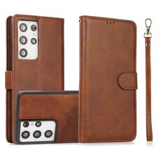 Per Samsung Galaxy S21 Ultra 5G Texture di vitello 2 in 1 Cover posteriore magnetico rimovibile Custodia in pelle flip orizzontale con supporto e carte Slot & Portafoglio e cornice fotografica (marrone)