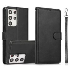 Per Samsung Galaxy S21 Ultra 5G Texture di vitello 2 in 1 Cover posteriore magnetico rimovibile Custodia in pelle a flip orizzontale con supporto e carta Slot & Portafoglio e cornice fotografica (nero)