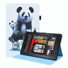 Per Amazon Kindle PaperWhite 4/3/2/3 Custodia a flip orizzontale a flip orizzontale con titolare e slot per schede e fotogrammi e cornice fotografica e funzione di sveglia / funzione di sveglia (Panda in bicicletta)