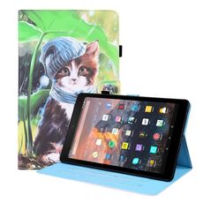 Per Amazon Kindle Fire 7 Animal Pattern Custodia in pelle orizzontale orizzontale con supporto e carte Slot & Photo Frame & Sleep / Funzione di sveglia (gattino BIB)