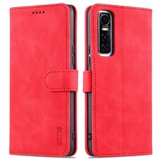 Per Vivo Y73S / S7e Azns Skin Self Sensazione di texture di vitello Cassa orizzontale in pelle flip orizzontale con slot e supporto per carte e portafoglio (rosso)