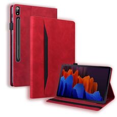 Per Samsung Galaxy Tab S8 + / TAB S8 PLUS / TAB S7 FE / TAB S7 + SM-T970 / SM-T976B BUSINESS BUSINESS BUSINESS BUTTORROFUST Custodia in pelle flip orizzontale con titolare e slot per schede e fotogrammi e slot fotografica e slot per slot e photo (rosso)