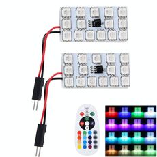 2 PCS Colorful 41MM T10 + Porta Bicuspide Telecomando Lampada a cupola per auto Lampada da lettura a LED con 15 luci a LED
