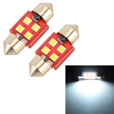 2 PCS 31mm DC12V / 1.6W / 6000K / 130LM 4LEDs SMD-3030 Lampada da lettura per auto (luce bianca)