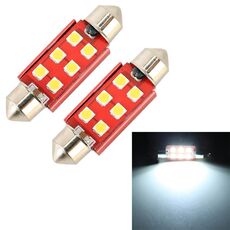 2 PCS 39mm DC12V / 2.2W / 6000K / 130LM 6LEDs SMD-3030 Lampada da lettura per auto (luce bianca)
