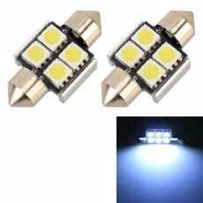 10 PCS 31mm DC12V / 2W / 7000K / 80LM 4LEDs SMD-5050 Lampada da lettura per auto (luce bianca)