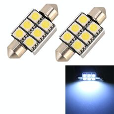 10 PCS 36mm DC12V / 2W / 7000K / 80LM 6LEDs SMD-5050 Lampada da lettura per auto (luce bianca)