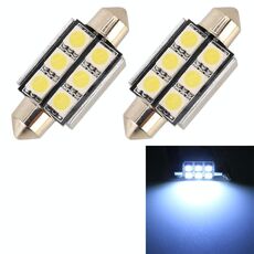 10 PCS 39mm DC12V / 2W / 7000K / 80LM 6LEDs SMD-5050 Lampada da lettura per auto (luce bianca)