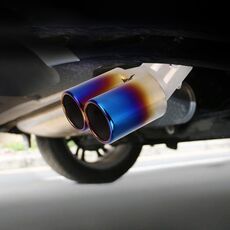 Universale Car Styling Acciaio inossidabile Curvo Doppie uscite Tubo di scarico del silenziatore di coda (blu)