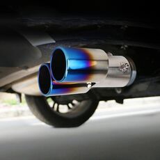 Universale Car Styling In Acciaio Inox Diretto Doppia Uscita Tubo Di Scarico Coda Di Scarico (Blu)