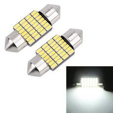 2 PCS 31mm DC12V / 1.2W / 6000K / 80LM 28LEDs SMD-3014 Luce targa per auto / Luce di cortesia, con decoder