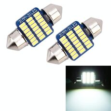 2 PCS 31mm DC12V / 1W / 6000K / 65LM 21LEDs SMD-3014 Luce targa per auto / luce di cortesia, con decoder