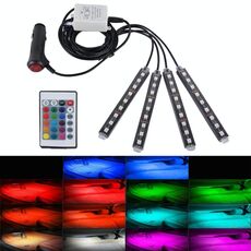 4 in 1 4.5W 36 SMD-5050-LED RGB Car Interior Floor Decoration Atmosfera Lampada a luce al neon colorata con telecomando wireless, DC 12V