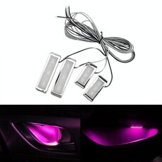 4 PCS Universal Car LED Maniglia interna Luce atmosfera Luci Lampada decorativa DC12V / 0,5W Lunghezza cavo: 75 cm (luce rosa)