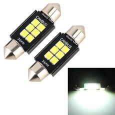 2 PCS 36mm DC12V / 2.5W / 6000K / 170LM 6LEDs SMD-3030 Lampada da lettura per auto Dome Light