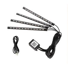 4 in 1 Auto universale USB 8-Colour App Control Atmosfera Lampada decorativa della luce, con lampade da 12LEDS Lunghezza del cavo: 1,5 m