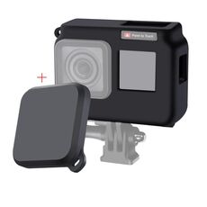 Per Insta360 One R 4K con cornice Custodia protettiva in silicone antiurto con copriobiettivo (nero)