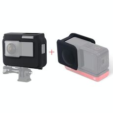 Per fotocamera panoramica Insta360 One R con cornice Custodia protettiva in silicone antiurto con copriobiettivo (nero)