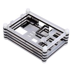 Custodia a conchiglia acrilica a 9 strati con foro per ventola di raffreddamento per Raspberry pi 3 (nero)