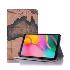 Custodia in pelle a vibrazione orizzontale con struttura cartografica con supporto e slot per schede e portafoglio per Galaxy Tab A 8.0 (2019) (nero + arancione)