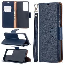 Per Samsung Galaxy S30 Ultra Litchi Texture Custodia in pelle a vibrazione orizzontale di colore puro con supporto e slot per schede, portafoglio e cordino (blu scuro)