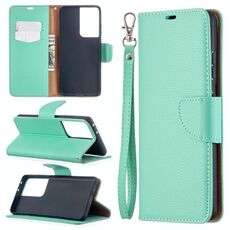 Per Samsung Galaxy S30 Custodia in pelle a vibrazione orizzontale in colore puro con texture ultra litchi con supporto e slot per schede, portafoglio e cordino (verde)