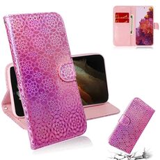 Per Samsung Galaxy S30 Custodia in pelle PU con fibbia magnetica colorata colorata ultra tinta unita con supporto e slot per schede, portafoglio e cordino (rosa)