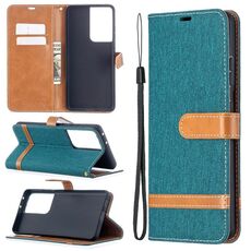 Per Samsung Galaxy S30 Custodia in pelle a vibrazione orizzontale con texture denim ultra abbinata ai colori con supporto e slot per schede, portafoglio e cordino