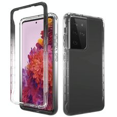 Per Samsung Galaxy S21 Ultra 5G antiurto ad alta trasparenza bicolore a cambio graduale PC + custodia protettiva in TPU colori caramella (nera)