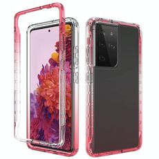 Per Samsung Galaxy S21 Ultra 5G antiurto ad alta trasparenza bicolore a cambio graduale PC + custodia protettiva in TPU colori caramella (rosso)