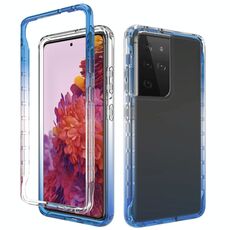 Per Samsung Galaxy S21 Ultra 5G antiurto ad alta trasparenza bicolore a cambio graduale PC + custodia protettiva in TPU colori caramella (blu)