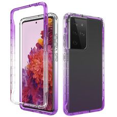 Per Samsung Galaxy S21 Ultra 5G antiurto ad alta trasparenza bicolore a cambio graduale PC + custodia protettiva in TPU colori caramella (viola)