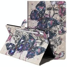 Per Samsung Galaxy Tab S6 T860 Custodia in pelle a vibrazione orizzontale con motivo dipinto 3D con supporto e slot per schede e portafoglio e funzione sleep / Wake-up (farfalla nera)