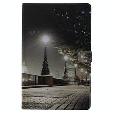 Per Samsung Galaxy S6 Lite P610 Custodia in pelle a vibrazione orizzontale con motivo dipinto con supporto e slot per schede e portafoglio e funzione di sospensione / sveglia (paesaggio urbano)