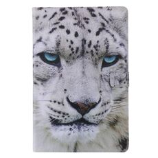 Per Samsung Galaxy Tab S6 T860 Custodia in pelle a vibrazione orizzontale con motivo dipinto con supporto e slot per schede e portafoglio e funzione di sospensione / sveglia (leopardo bianco)