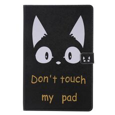 Per Samsung Galaxy Tab S6 T860 Custodia in pelle a vibrazione orizzontale con motivo dipinto con supporto e slot per schede e portafoglio e funzione di sospensione / sveglia (orecchie di gatto)