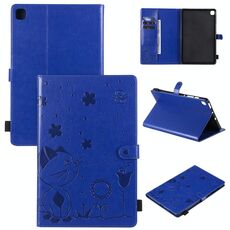Per Samsung Galaxy S6 Lite P610 Cat Bee Embossing Pattern Tavolo antiurto Custodia protettiva in pelle con flip orizzontale per PC con supporto e slot per schede e portafoglio e slot per penna e funzione sveglia / sonno (blu)