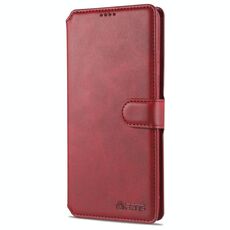 Per Samsung Galaxy S21 Ultra AZNS Custodia in pelle a vibrazione orizzontale con struttura in vitello con supporto e slot per schede, portafoglio e cornice per foto (rosso)