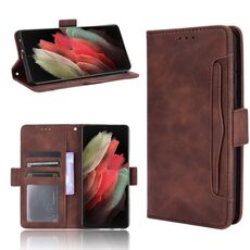 Per Samsung Galaxy S21 Custodia in pelle a vibrazione orizzontale con motivo al polpaccio ultra pelle con supporto, slot per schede e cornice per foto