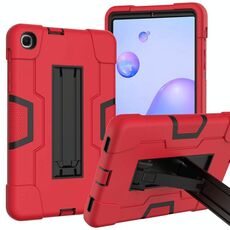 Per Samsung Galaxy Tab A 8.4 (2020) T307 Custodia protettiva in silicone antiurto per robot a colori a contrasto + custodia protettiva per PC con supporto (rosso + nero)