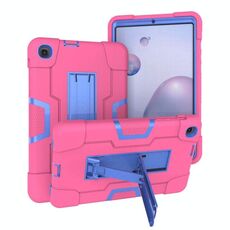 Per Samsung Galaxy Tab A 8.4 (2020) T307 Custodia protettiva in silicone antiurto per robot a colori a contrasto + custodia protettiva per PC con supporto (rosa rossa + blu)