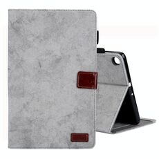Per Galaxy Tab A 8.0 e S Pen (2019) Custodia in pelle ribaltabile orizzontale stile business, con supporto e slot per schede, cornice per foto e funzione di sospensione / sveglia (grigio)