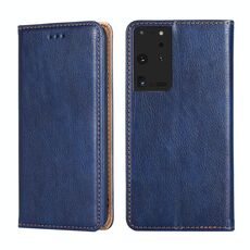 Per Samsung Galaxy S21 Ultra 5G PU + TPU lucido olio tinta unita custodia in pelle con vibrazione orizzontale magnetica con supporto e slot per schede e portafoglio (blu)