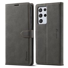Per Samsung Galaxy S21 Ultra 5G Forwenw F1 Series Custodia in pelle a vibrazione orizzontale con magnetismo forte opaco con supporto e slot per schede e portafoglio e cornice per foto (nero)