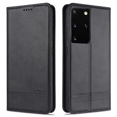 Per Samsung Galaxy S21 Ultra 5G AZNS Custodia in pelle a vibrazione orizzontale con struttura in vitello magnetico con slot per schede e supporto e portafoglio (nero)