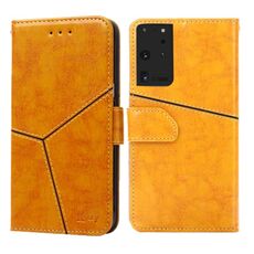 Per Samsung Galaxy S21 Ultra 5G con cucitura geometrica orizzontale Flip TPU + Custodia in pelle PU con supporto e slot per schede e portafoglio (giallo)