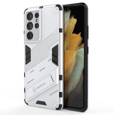 Per Samsung Galaxy S21 Ultra 5G Punk Armor 2 in 1 PC + Custodia antiurto in TPU con supporto invisibile (bianco)