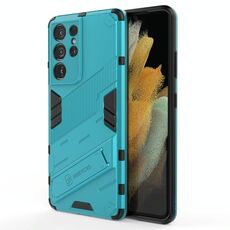 Per Samsung Galaxy S21 Ultra 5G Punk Armor 2 in 1 PC + Custodia antiurto in TPU con supporto invisibile (blu)
