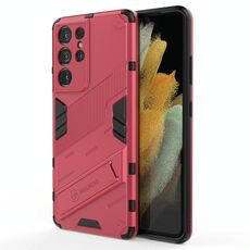 Per Samsung Galaxy S21 Ultra 5G Punk Armor 2 in 1 PC + Custodia antiurto in TPU con supporto invisibile (rosso chiaro)